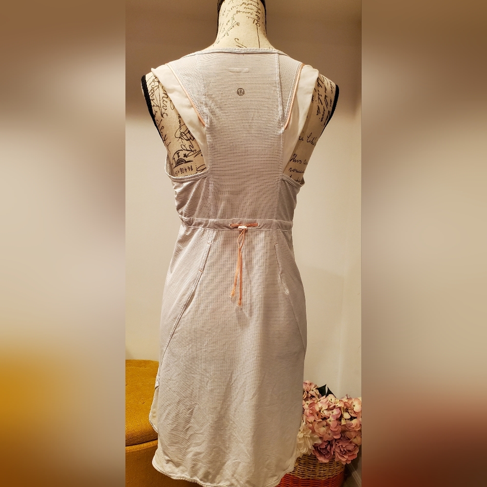 Lululemon Wet Dry Warm Toggle Tank Dress White and Gray Striped.Size S. - Picture 2 of 11